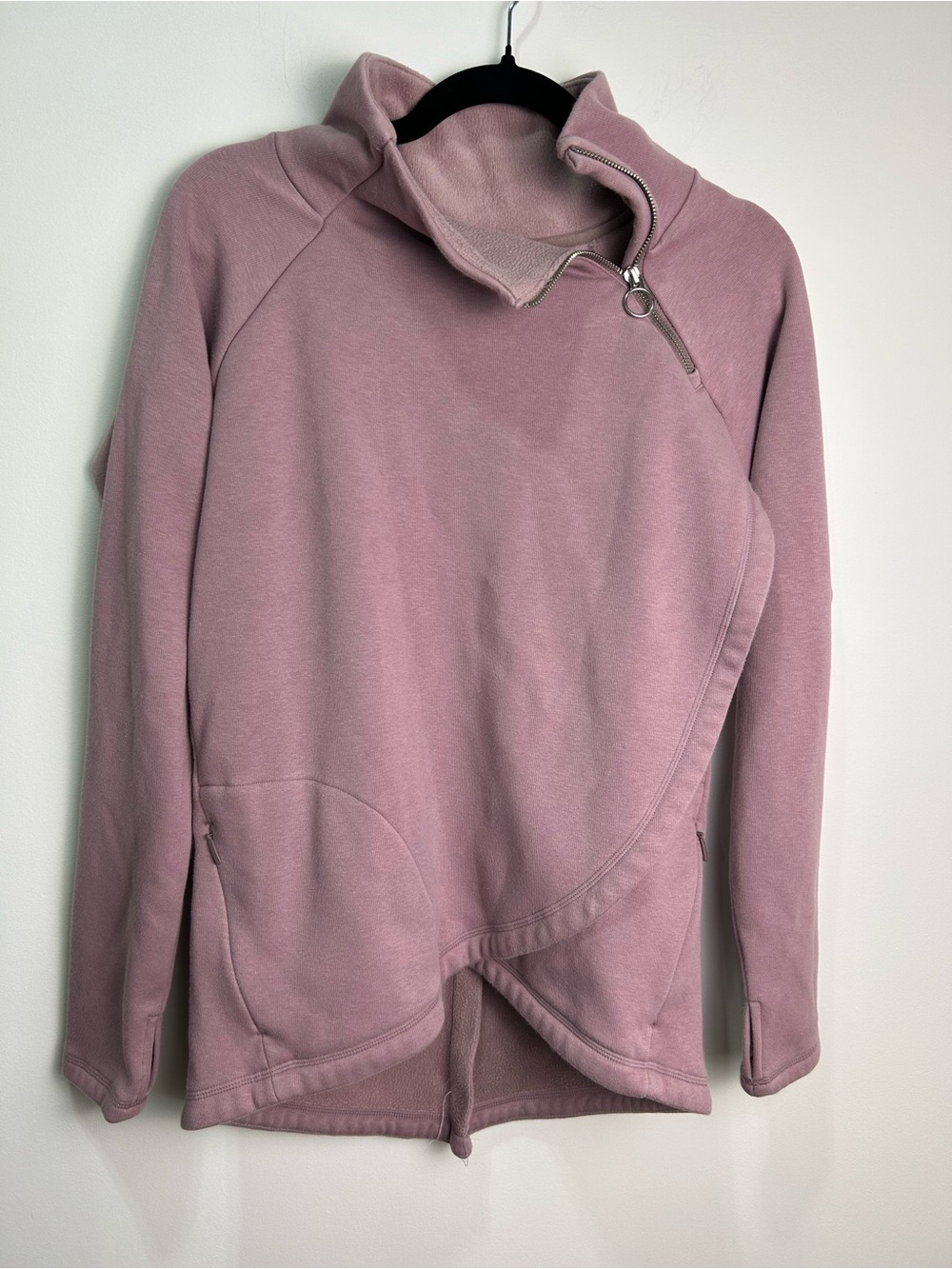 Athleta Dusty Mauve Cozy Karma Asymmetrical Zip Pullover - Picture 3 of 6